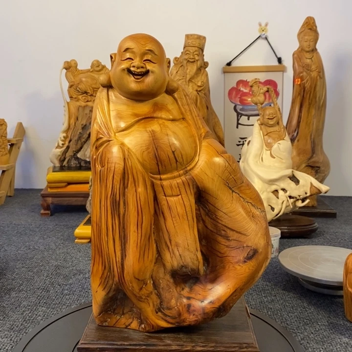 柏木（崖柏）崖柏弥勒佛摆件根雕工艺品