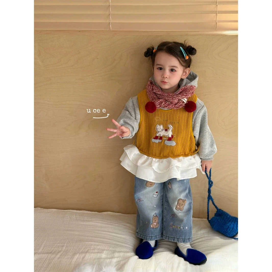 釉兮·25冬～卡通小熊休闲牛仔裤883117（汉服童装）