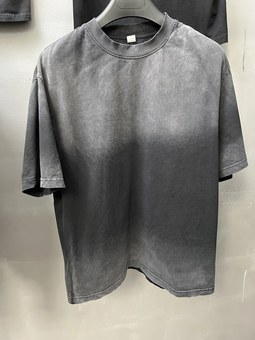 280克重工水洗渐变男装T恤衣服有瑕疵