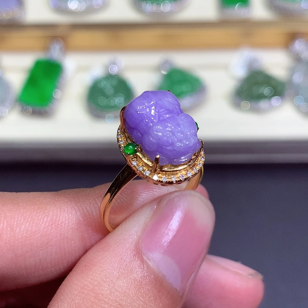 翡翠吊坠(不含链)18K金镶嵌