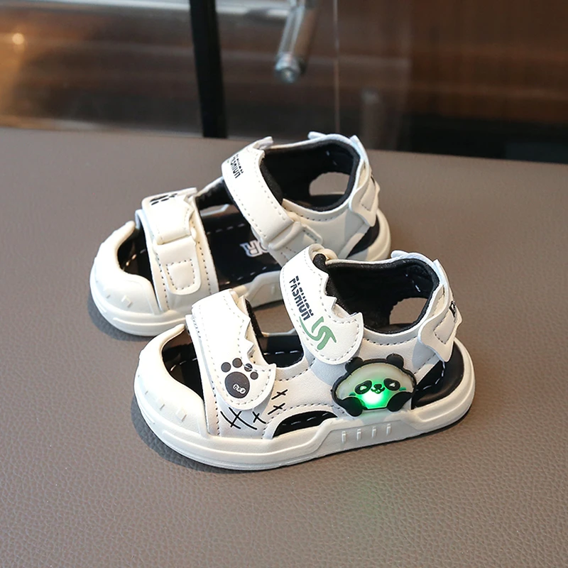 夏季男宝宝女学步鞋幼儿1一6岁夏天凉鞋儿童包头带灯防踢软底鞋子