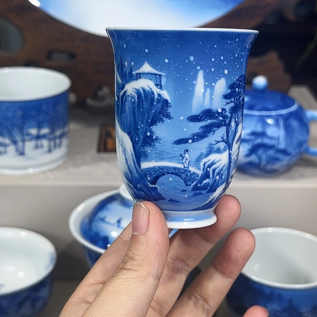 z***i青花山水手绘杯杯