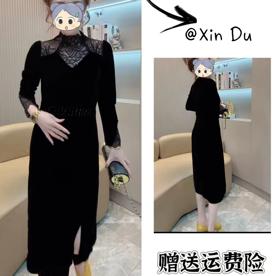 2025秋季新款时尚显瘦气质女士网红洋气连衣裙百搭款D22539