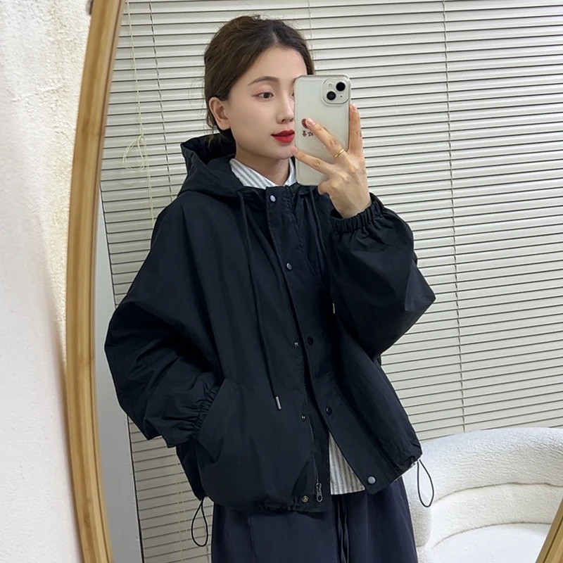 连帽夹克外套女短款春秋休闲宽松百搭设计感冲锋衣减龄小个子上衣