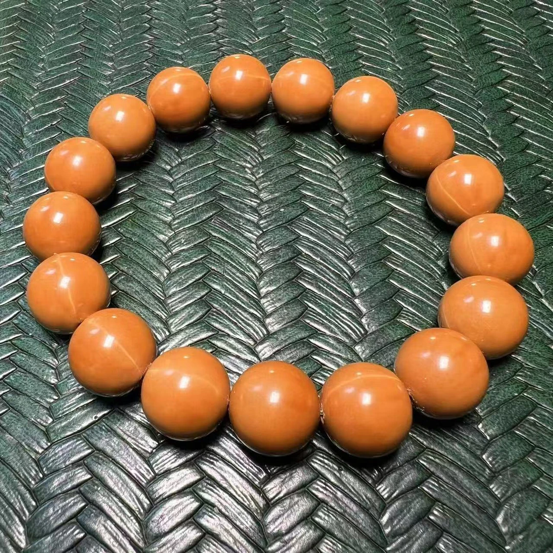 原色龙岩料猴头核桃圆珠手串，全品无暇，无封口线