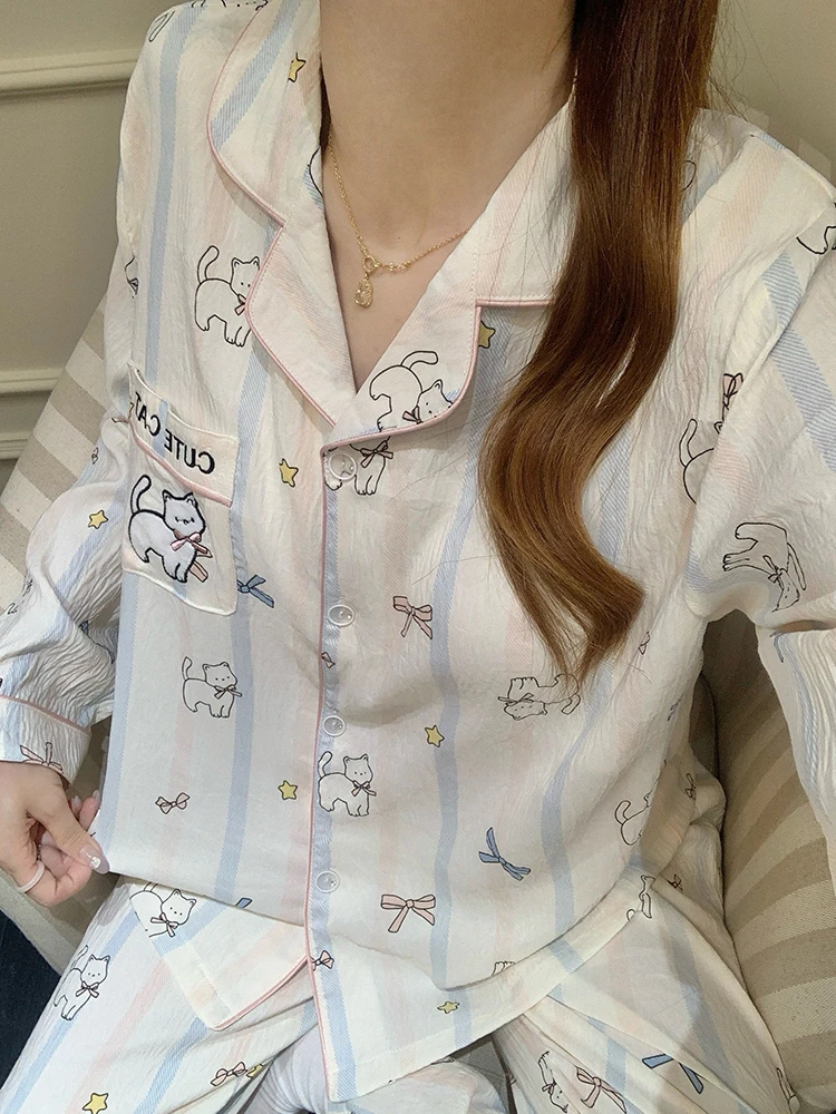 带胸垫睡衣女秋季新款慵懒风法式家居服带胸女款天丝棉女外穿睡衣