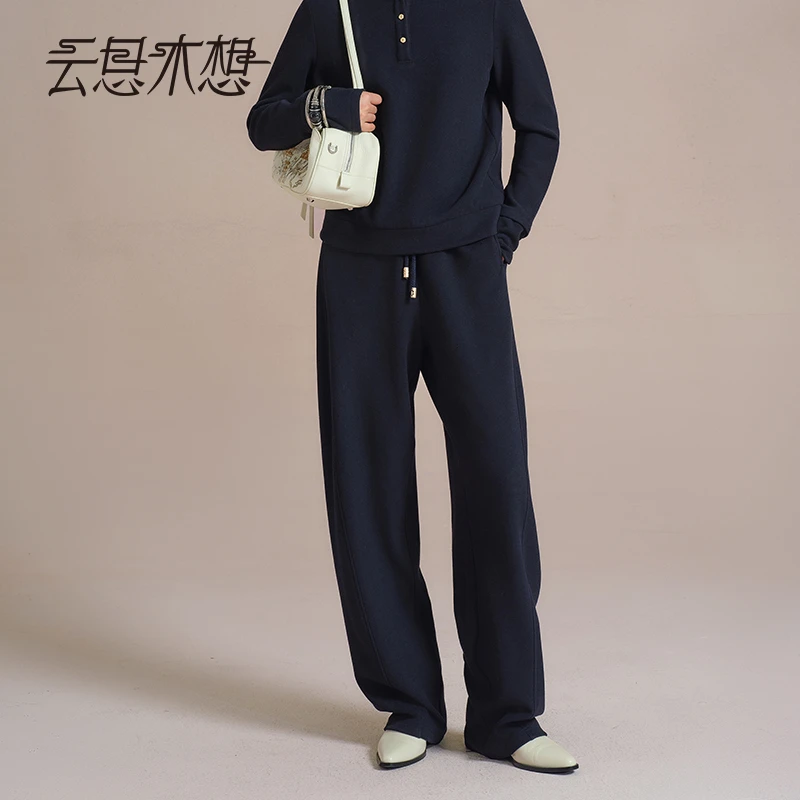 Ysimo-X云思木想 云儿弯弯 时尚舒适抽绳橡筋腰弯刀裤休闲裤13851