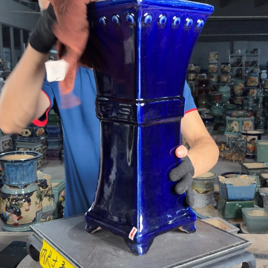 一风堂石湾花盆 内15高41修补痕迹微瑕705