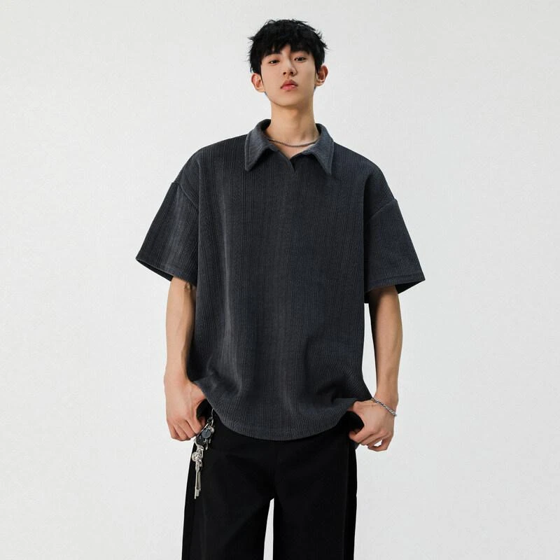 麦穗提花polo衫短袖t恤男2025春季新款重磅潮牌宽松休闲半袖体恤