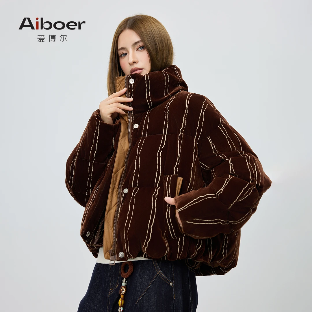 爱博尔2025年新款冬季时尚短款潮牌羽绒服冬季时尚保暖羽绒V78201