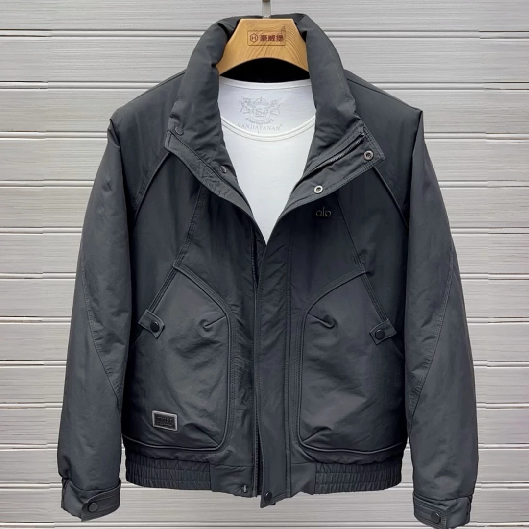 美式立领羽绒服男款冬季新款防寒白鸭绒男士宽松外套保暖百搭潮牌