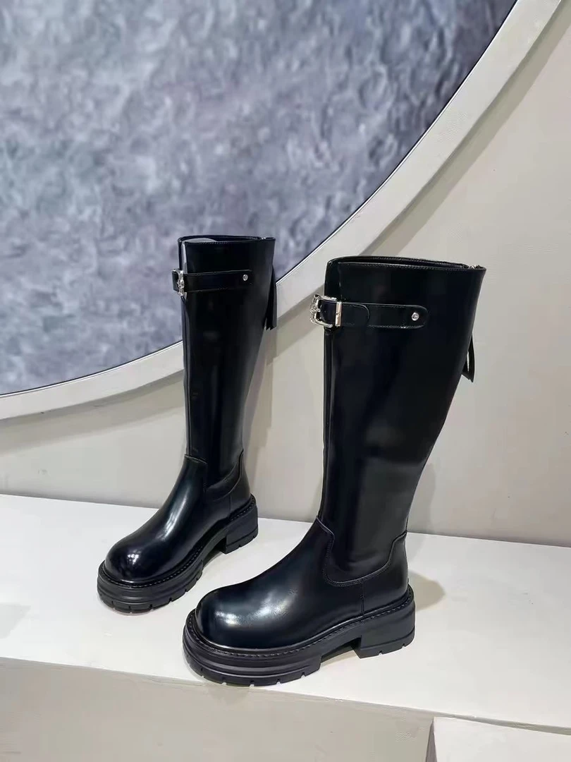 新款长筒靴女秋冬复古长靴机车靴骑士靴718-68