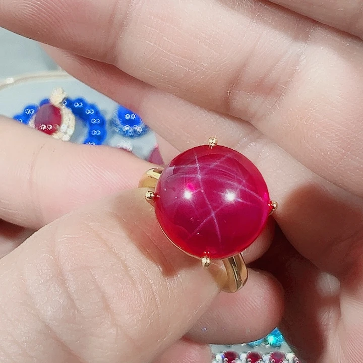 非金属红色满镶嵌吊坠戒指