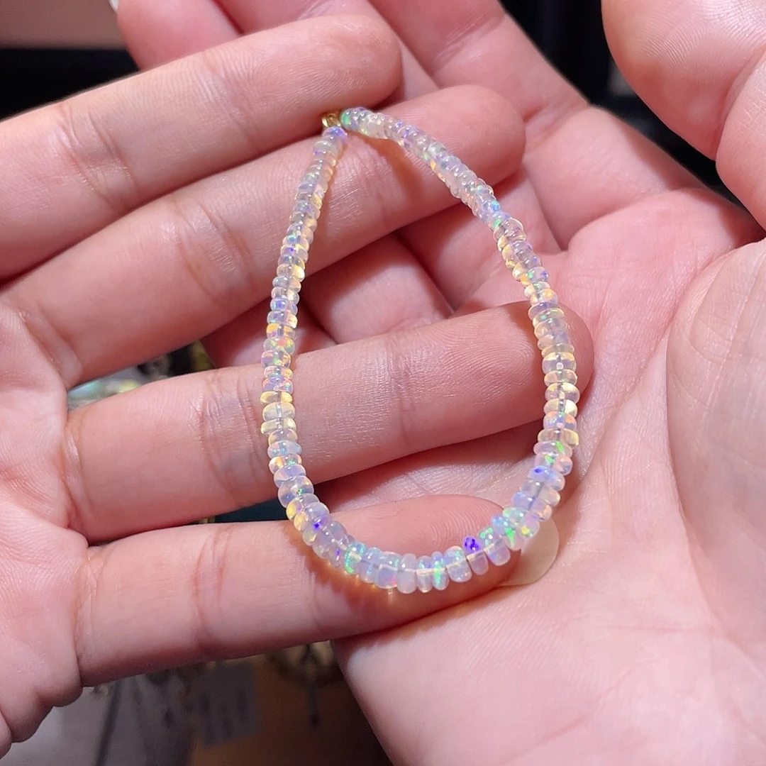 银S925镶嵌欧泊手链）白**朵