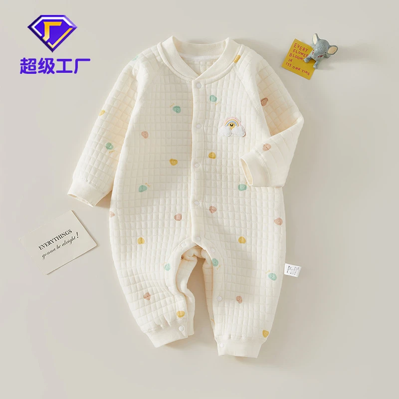 婴儿连体衣春秋冬装保暖冬季夹棉秋季新生儿衣服纯棉宝宝加厚套装