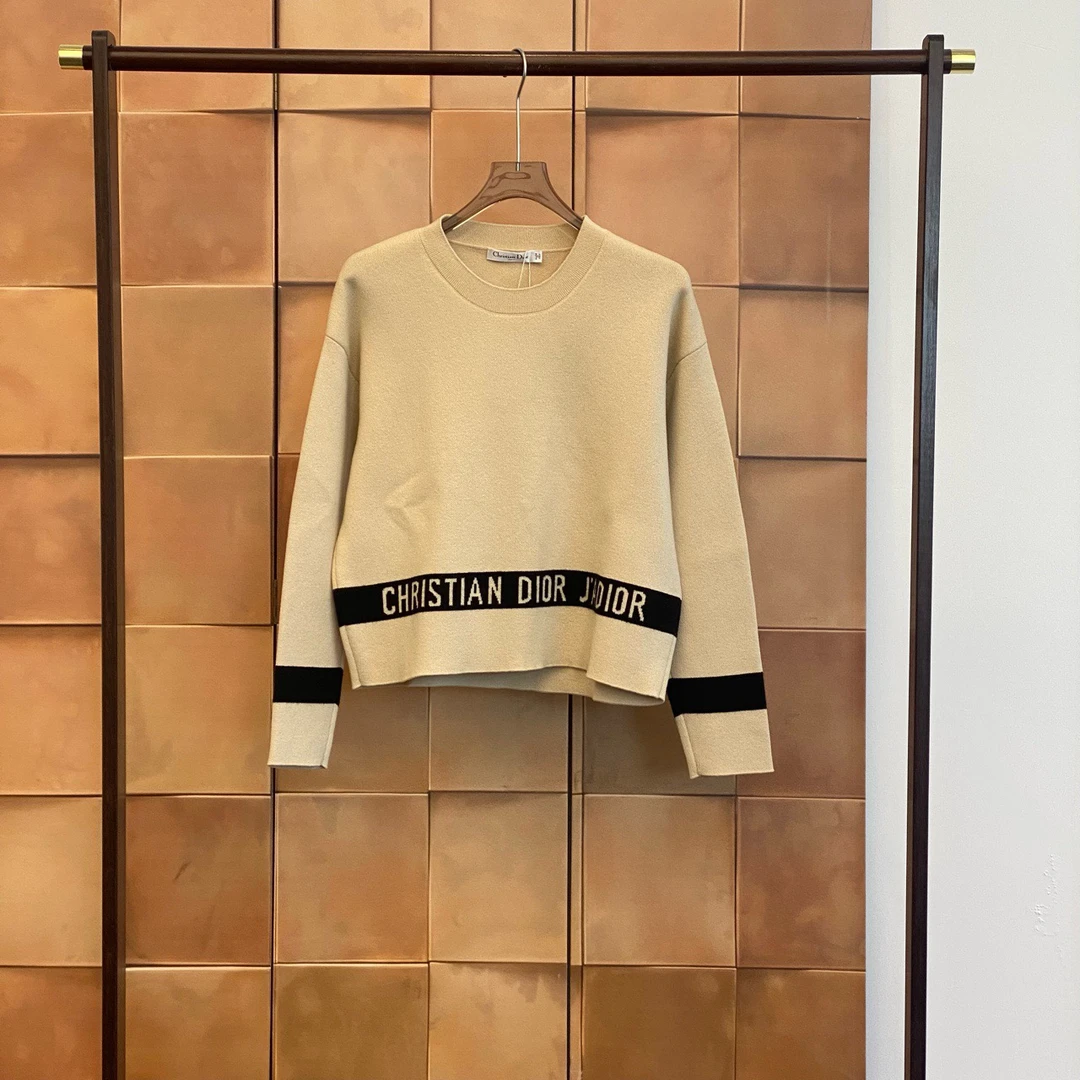 Dior撞色标语logo羊绒毛衣/38码/99新/30044