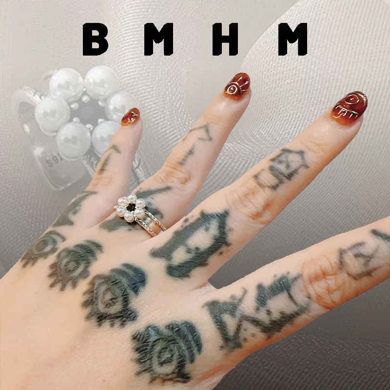 BMHM 铜合金戒指 精致时尚珠珠花朵戒指女复古款宫廷风镶嵌气质