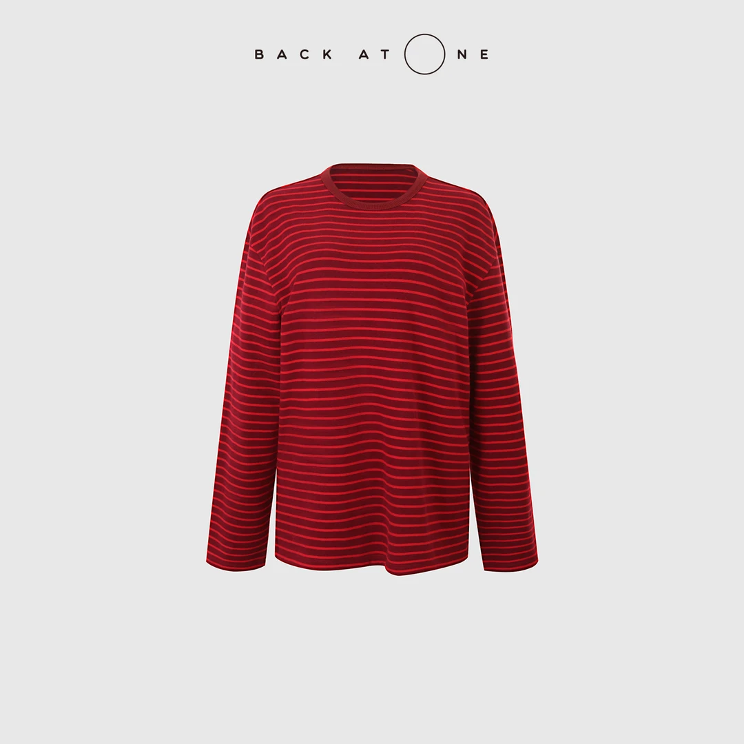 BACKATONE“红苹果乐园”远红外发热秋冬红条纹T恤 BFF-1BA175C-K
