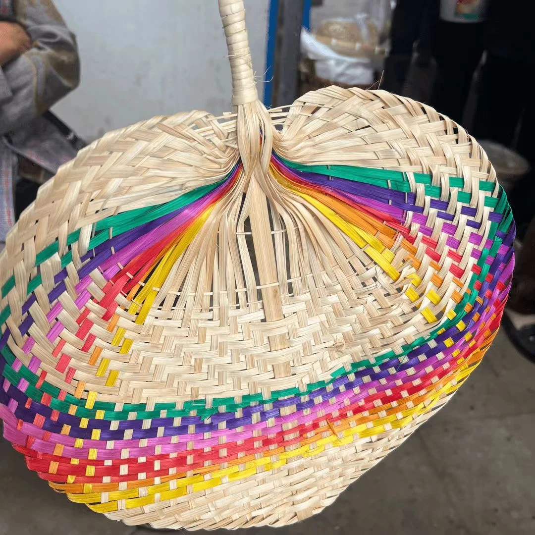 全竹子竹编彩虹扇子纯手工复古老式