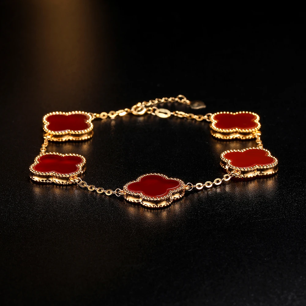 【柴柴专属】18K金红玛瑙四叶【重金版】手链轻奢百搭