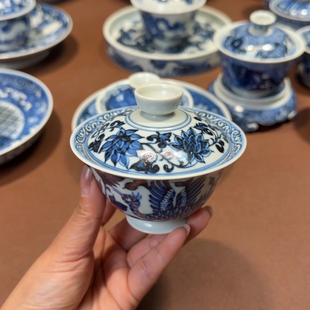 手工手绘茶具盖碗