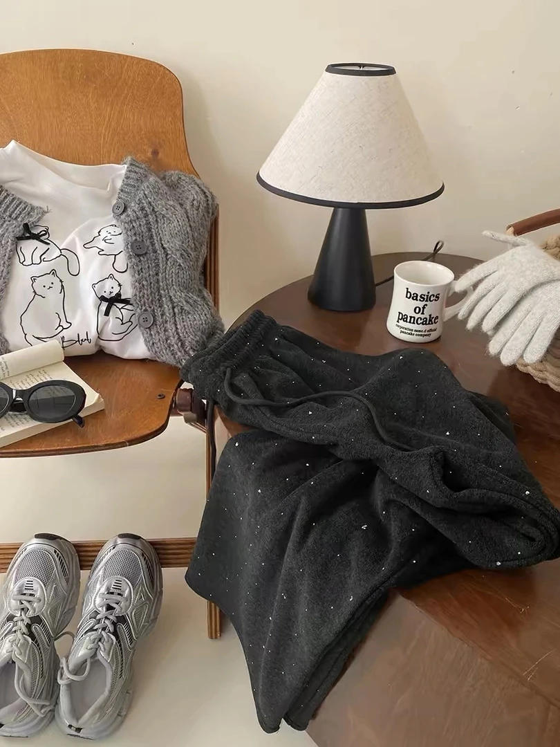 薇莎81880【撒银】春款百搭直筒阔腿休闲裤（无口袋）女