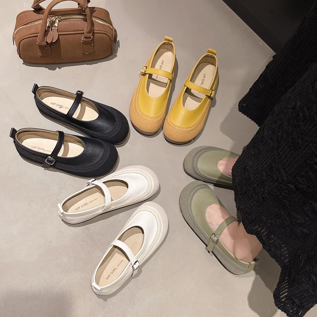 D【云朵二代】单鞋女2024春新款软底森系一脚蹬懒人鞋拼色平底女鞋