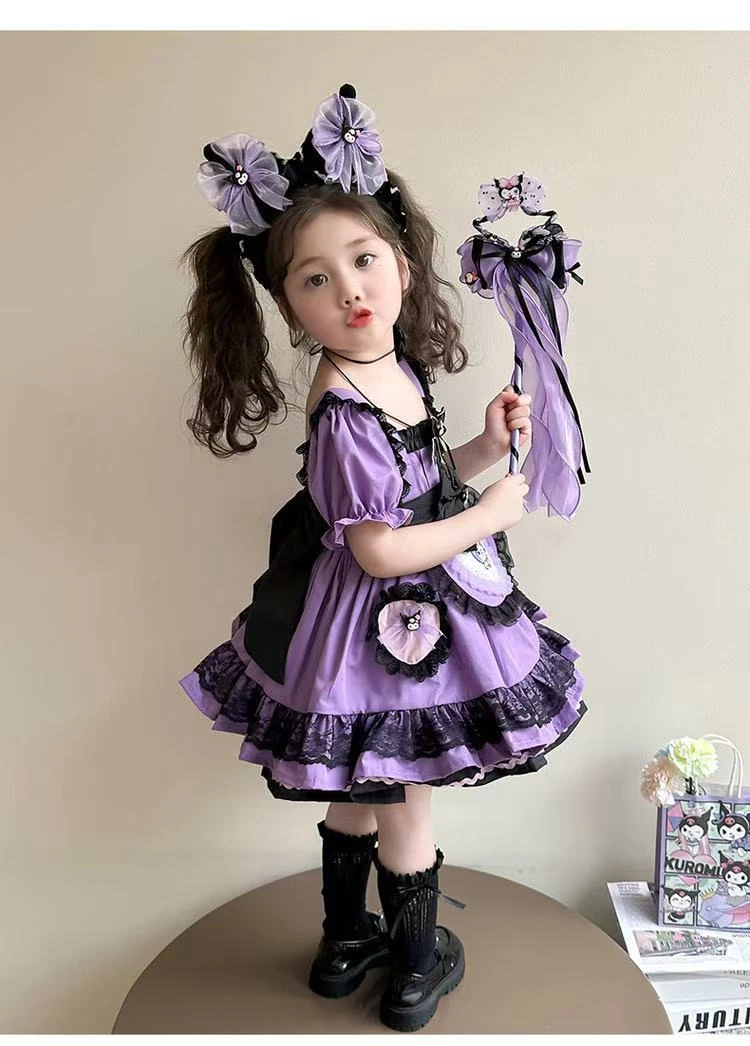 2025夏季女宝短袖库洛米洛丽塔裙子女童洋气泡泡袖连衣裙