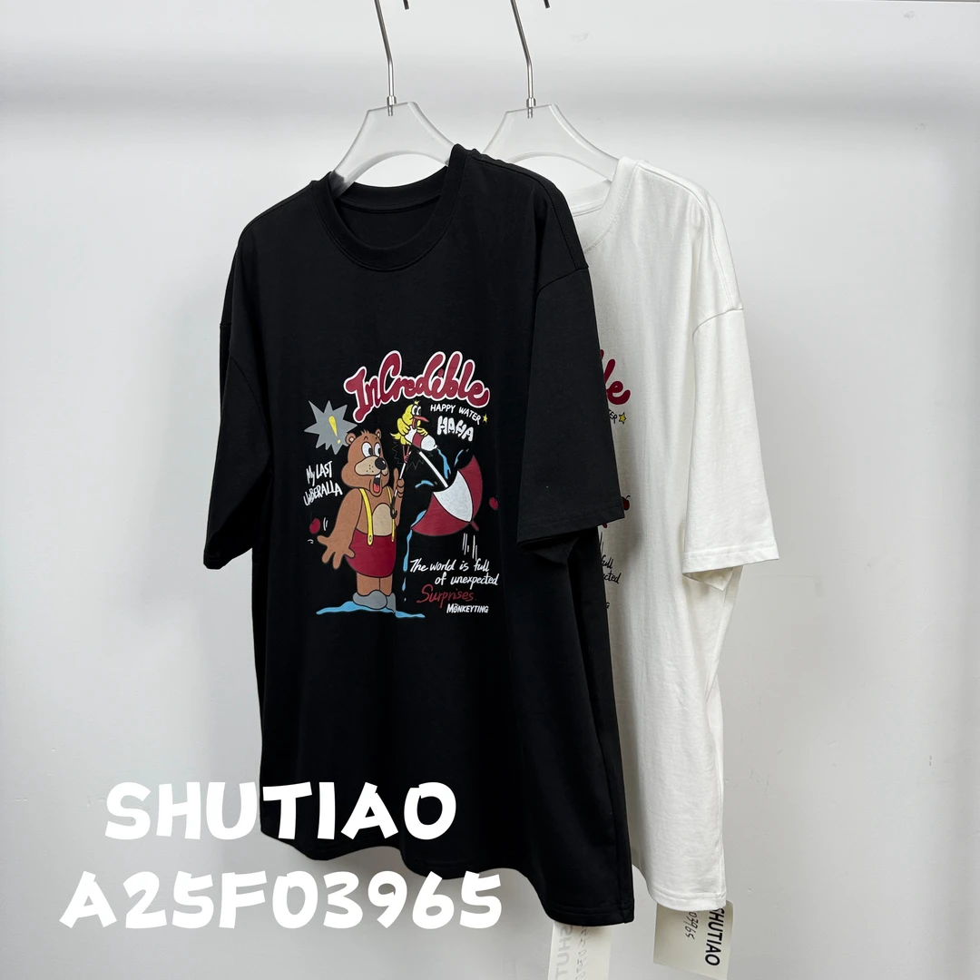 【SHUTIAO】2025夏季：新款小众设计款T恤A25F03965