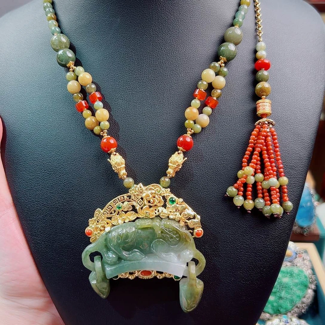 翡翠银S925镶嵌项链项链