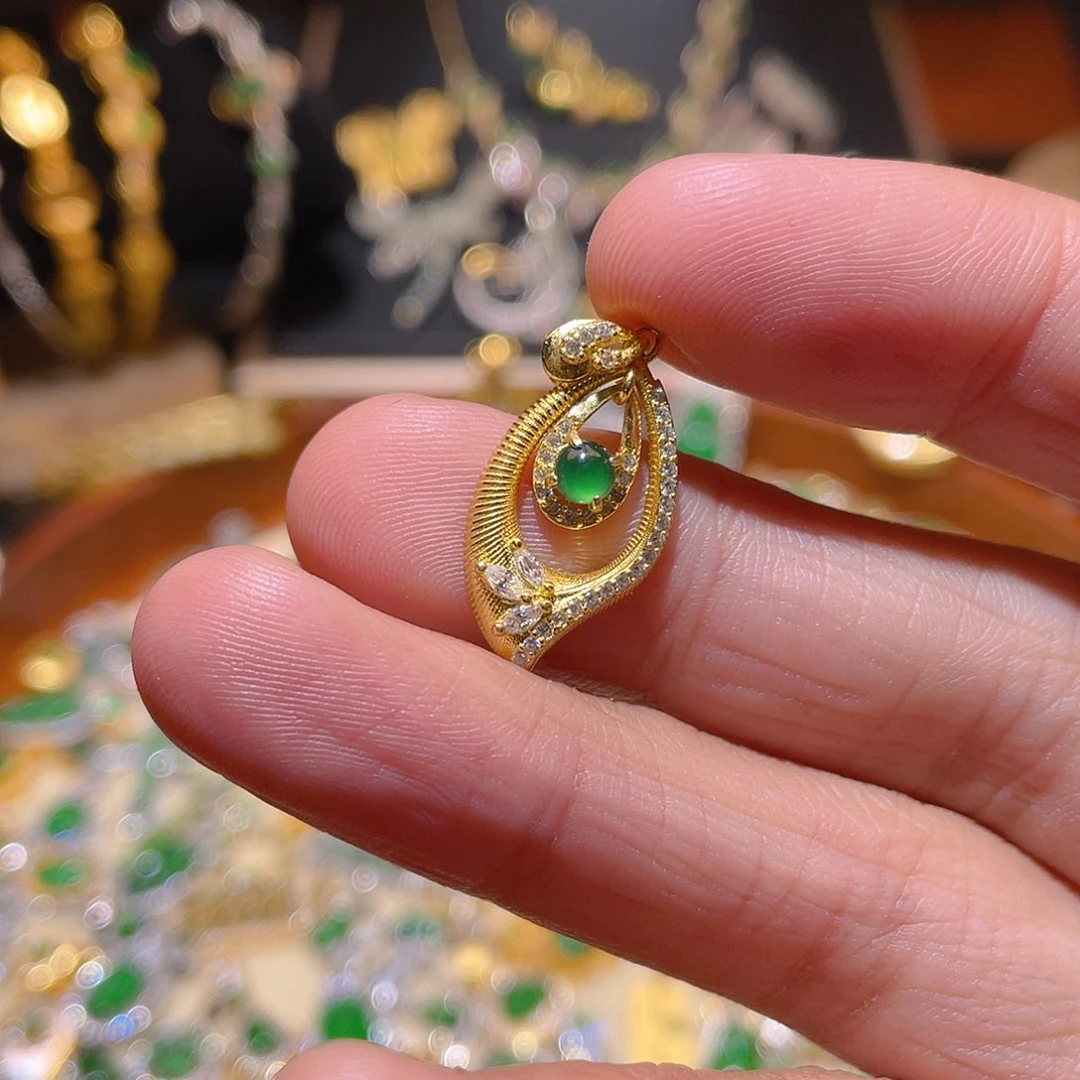 翡翠吊坠(不含链)银S925镶嵌