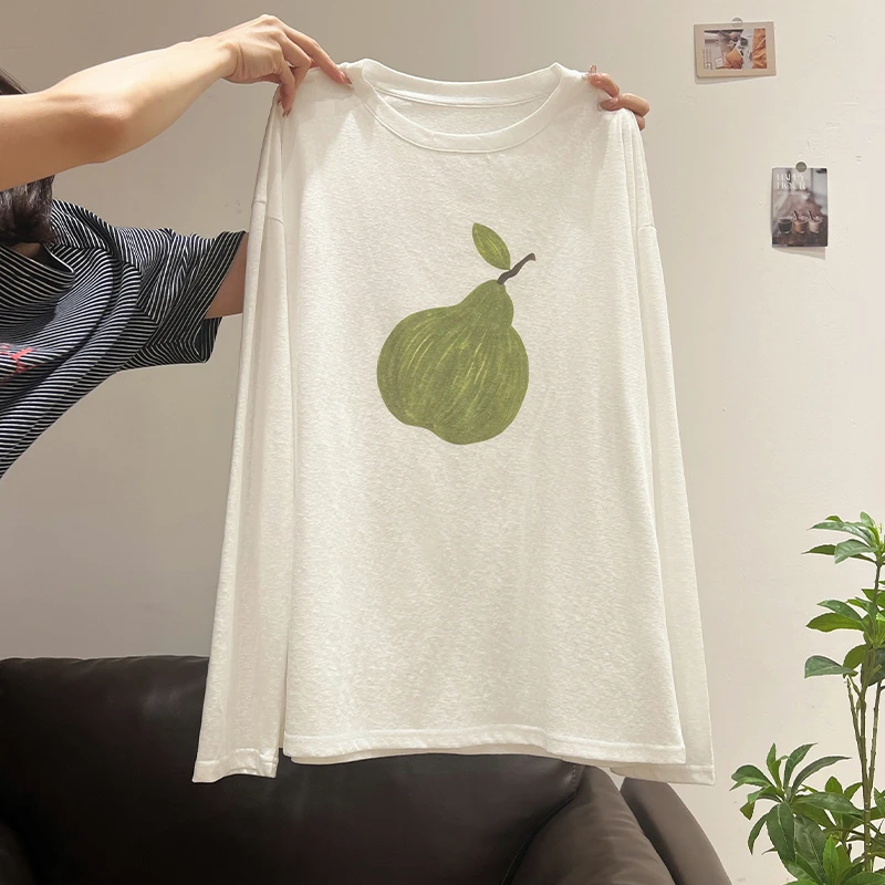 慵懒风印花防晒罩衫长袖T恤女款夏季休闲宽松遮肉显瘦百搭上衣ins