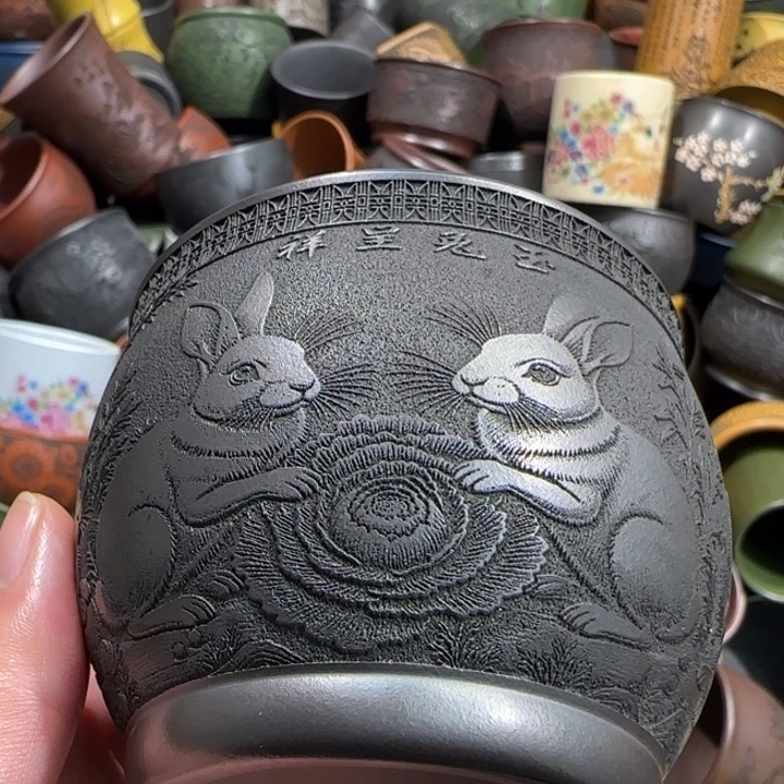 茶杯绿泥全手工紫砂