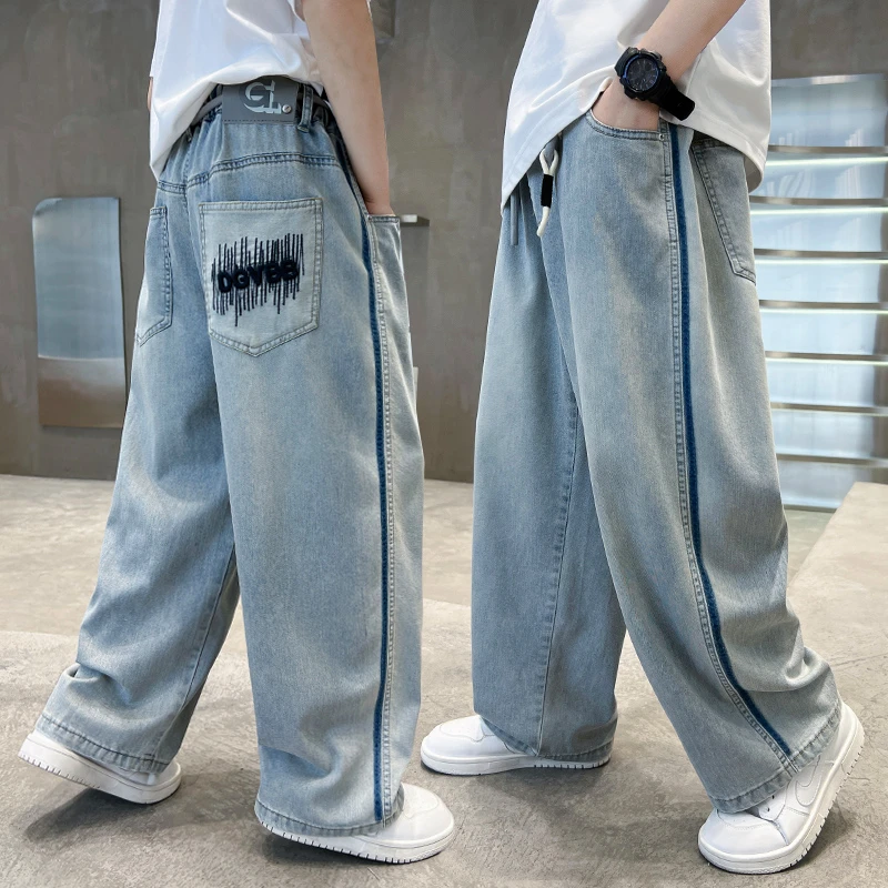 男童薄款牛仔裤夏季休闲裤子2025中大童宽松百搭直筒裤男孩水洗