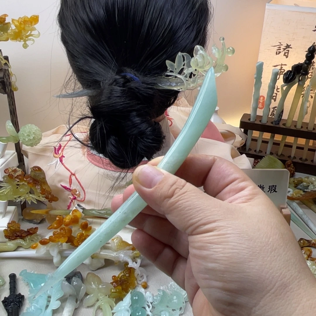 蛇纹石玉合金发饰