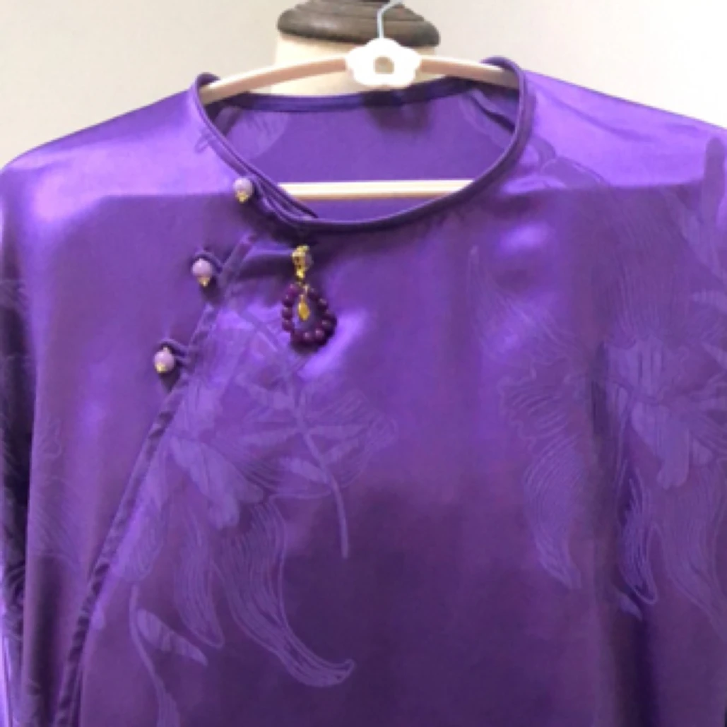 真丝冠乐诌新中式国风桑蚕丝圆领斜襟七分袖上衣