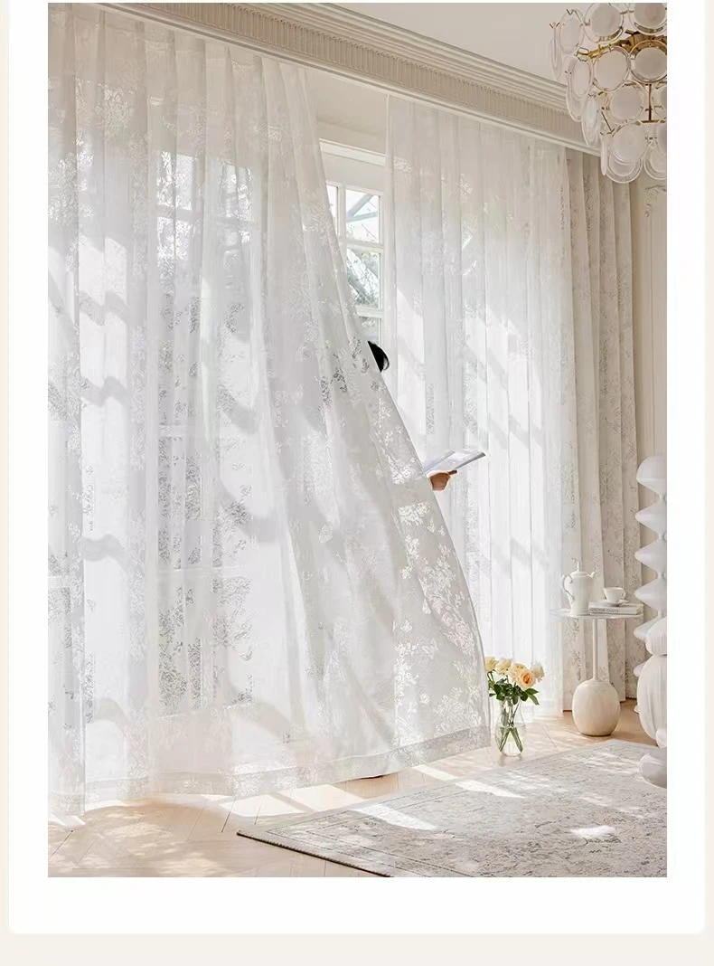 网红浪漫蝴蝶光影镂空透光微透人防紫外线客厅卧室阳台成品窗纱