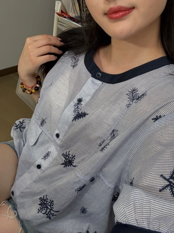 【福利款】圆领韩系刺绣 抽绳上衣 熊若渔