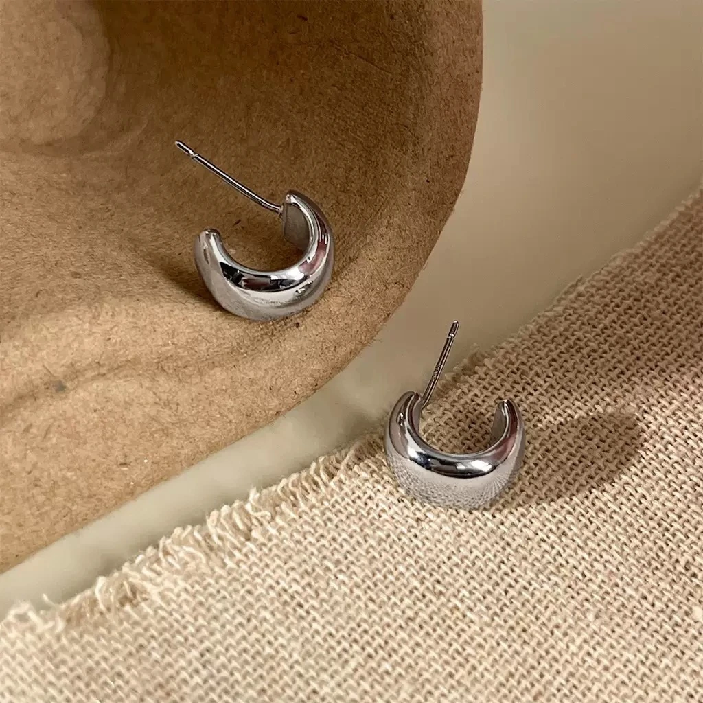 铜合金耳饰 耳环光面日韩素款金色复古百搭其它几何形FTSP02