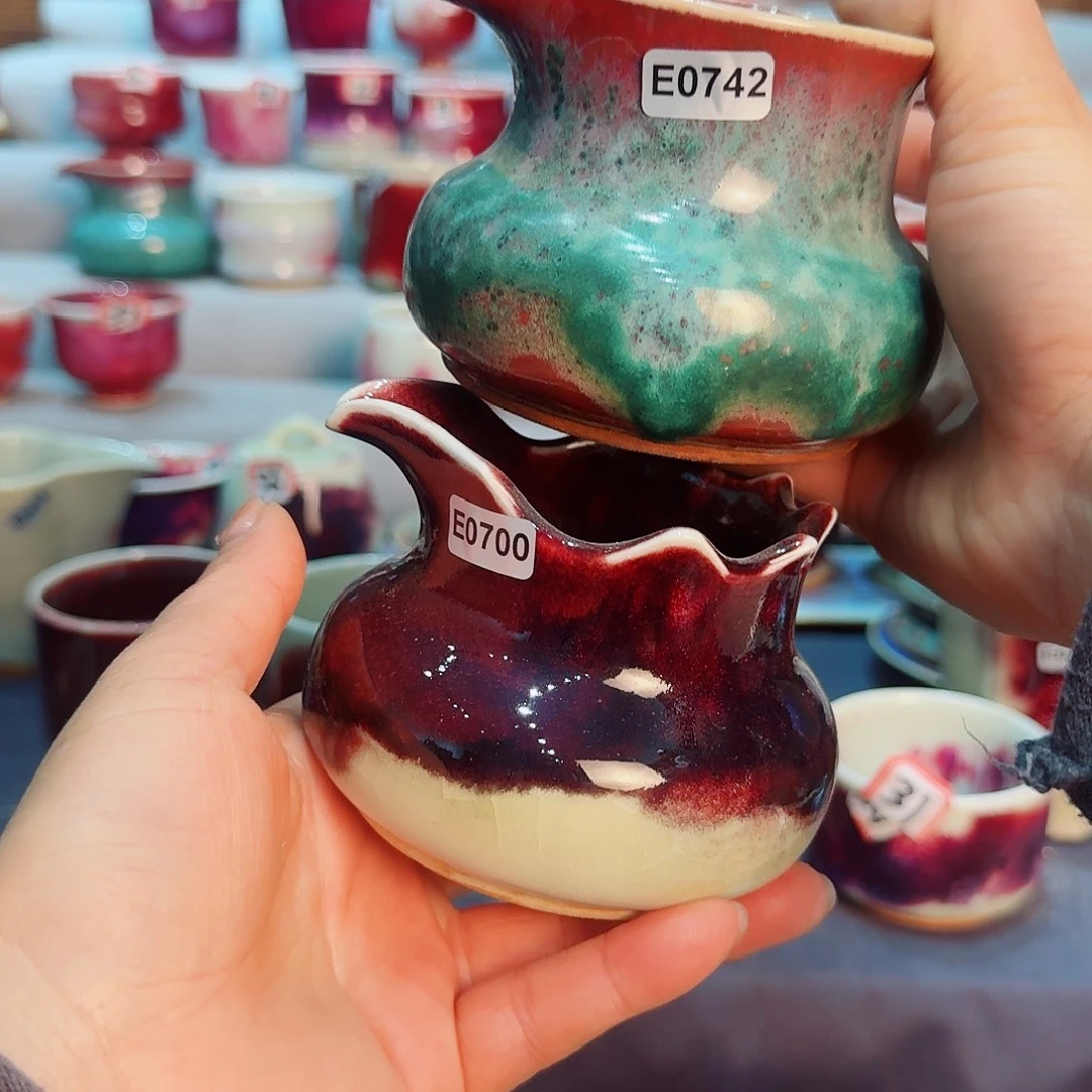 瓷片微瑕钧瓷主人杯摆件工艺品