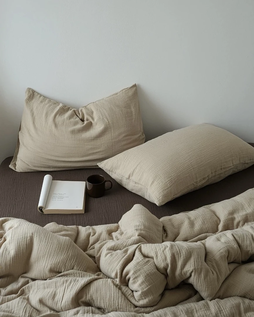 【椿禾织野-原棉合集】原棉本棉皱皱纱四件套