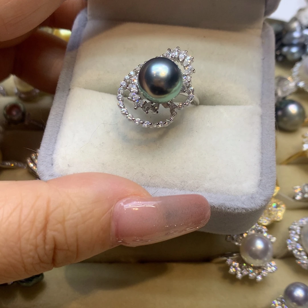 银S925镶嵌戒指海水珍珠
