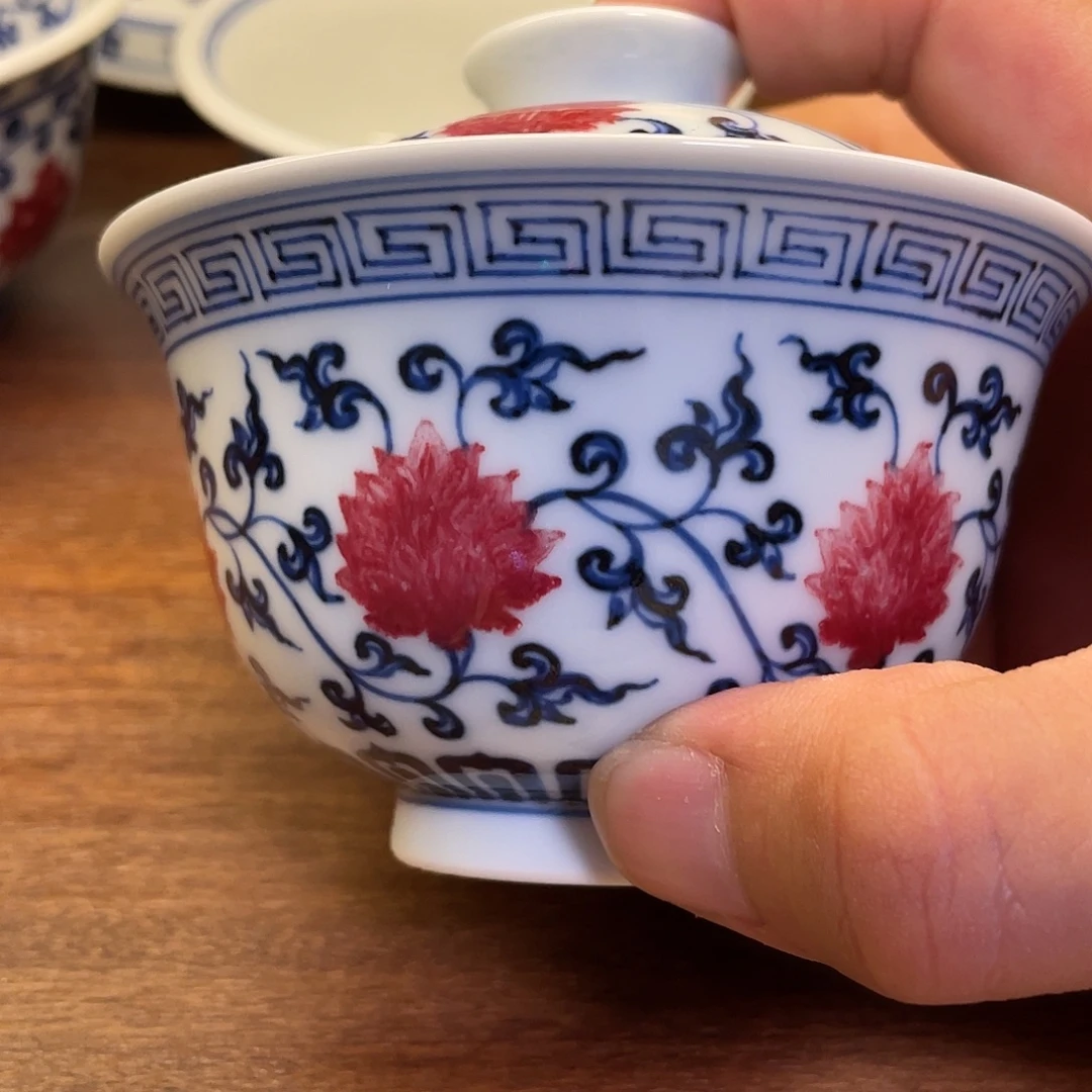 红***尘釉里红盖碗粉丝福利！