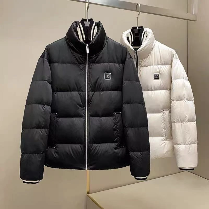 2025新欧货冬季潮牌白鸭绒羽绒服男士款立领保暖防寒服假两件外套