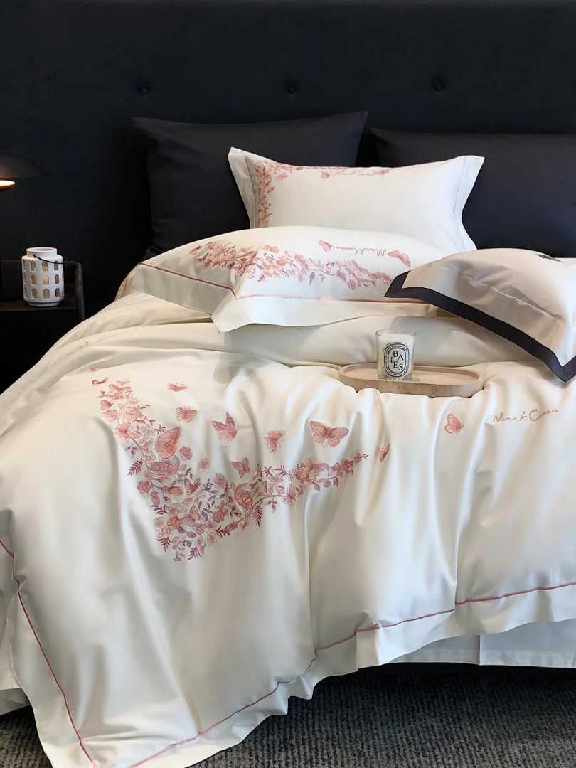 【玛洛驰25年长绒棉刺绣】苏莉春天 新年蝴蝶款刺绣款长绒棉四件套