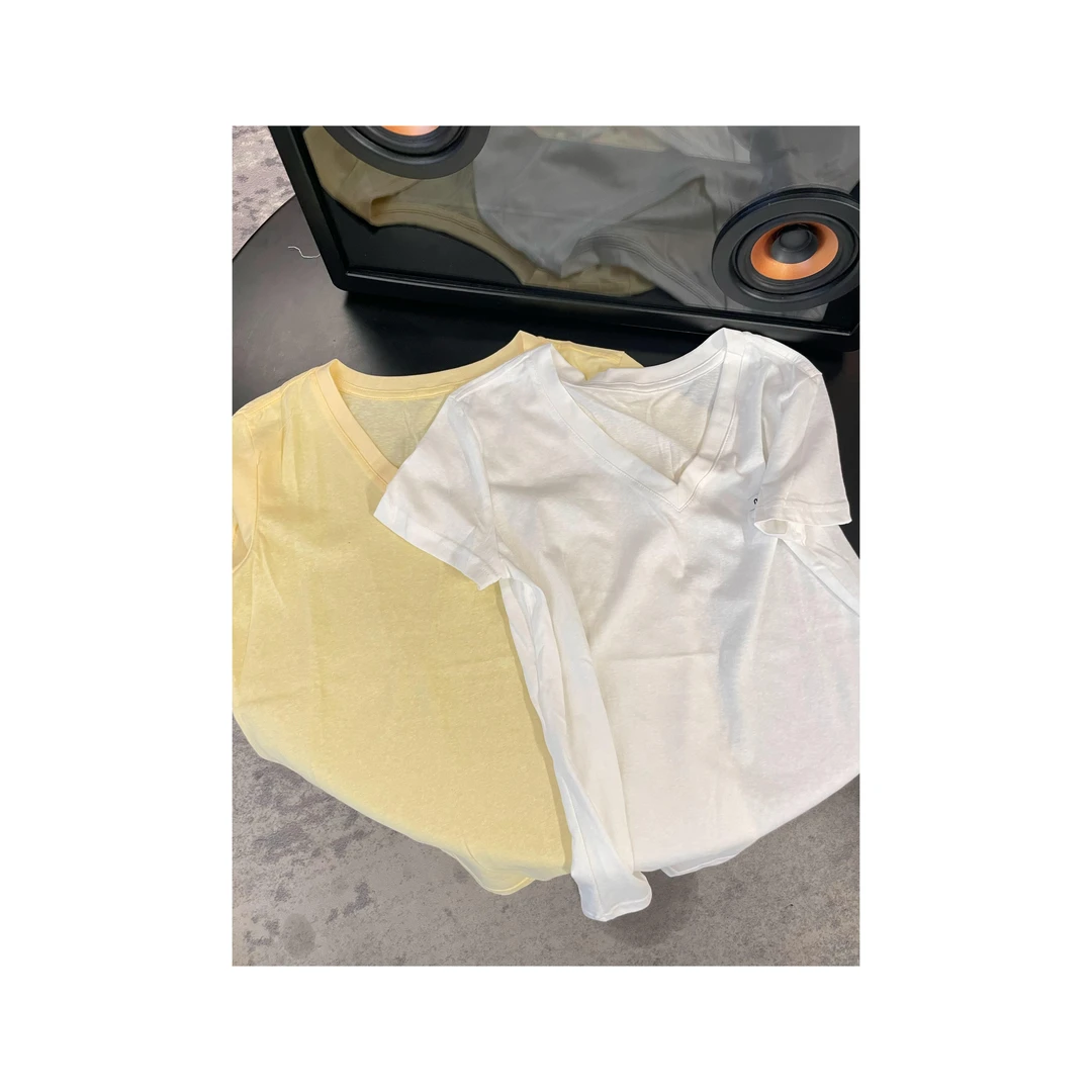 《现货》【MM】夏季新品时尚轻薄透气针织V领短袖休闲上衣Ani-C114