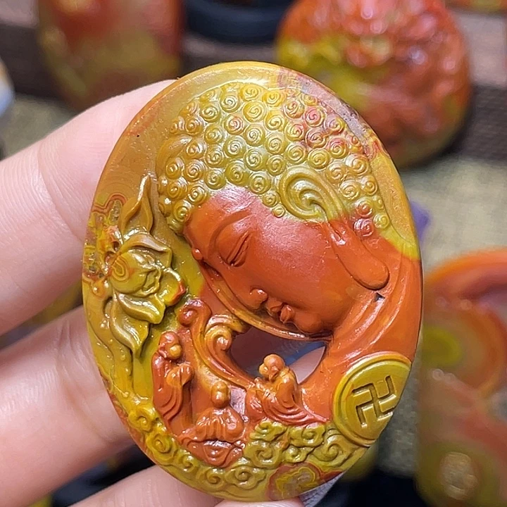 玛瑙/玉髓未镶嵌吊坠(不含链)刘大湾礼佛