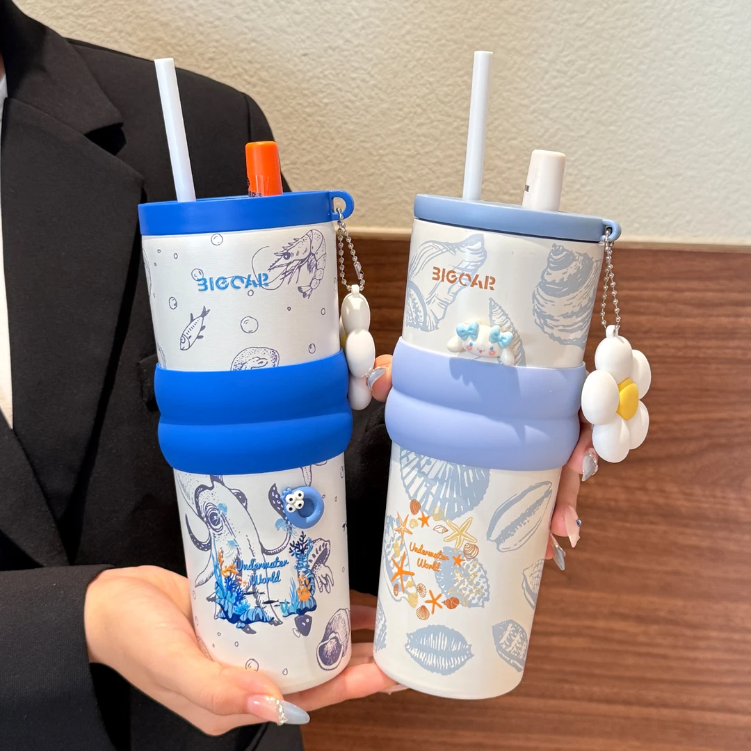 陶瓷内胆保温杯女生高颜值2025新款大容量办公室水杯保冷咖啡杯子