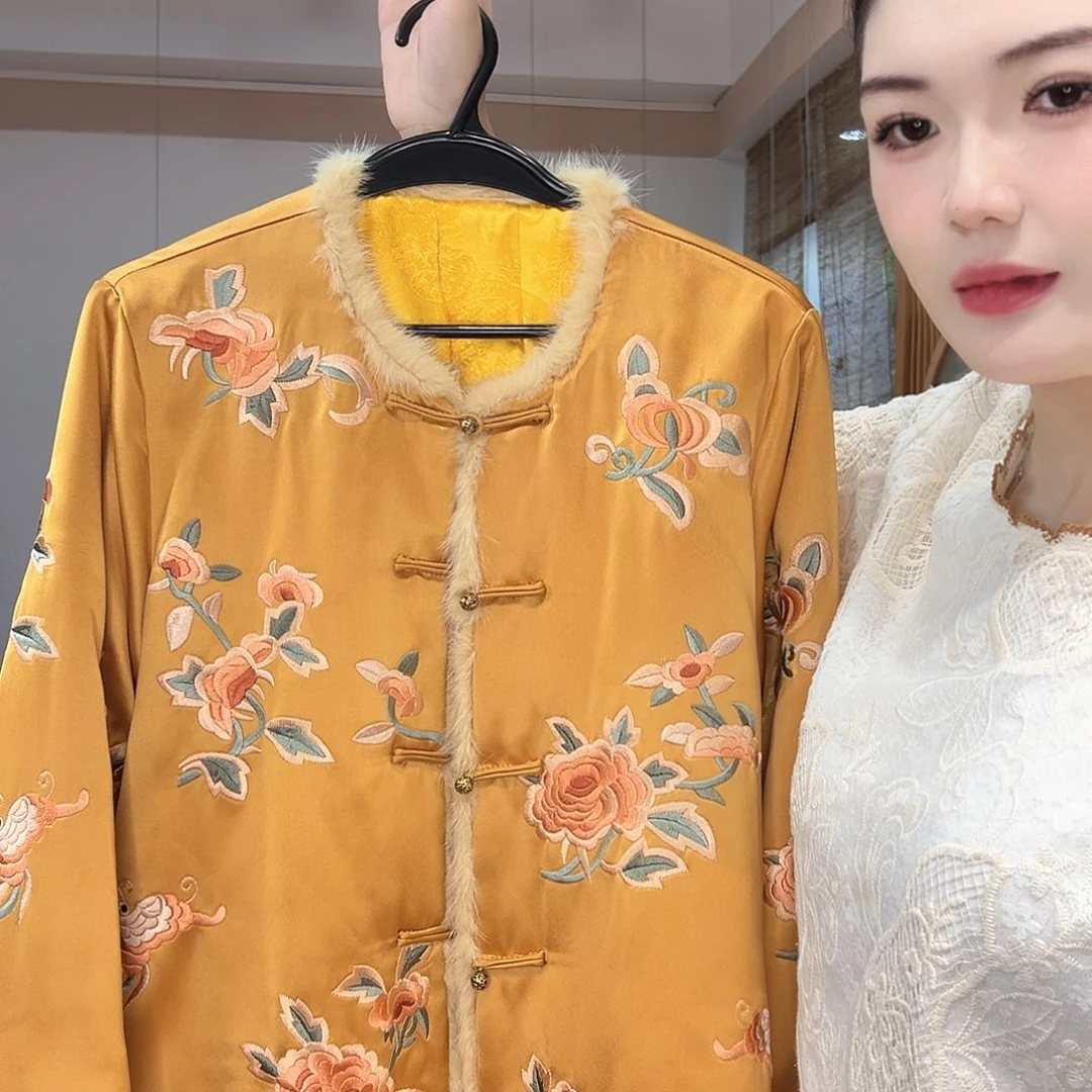 新中式女装棉服水貂毛