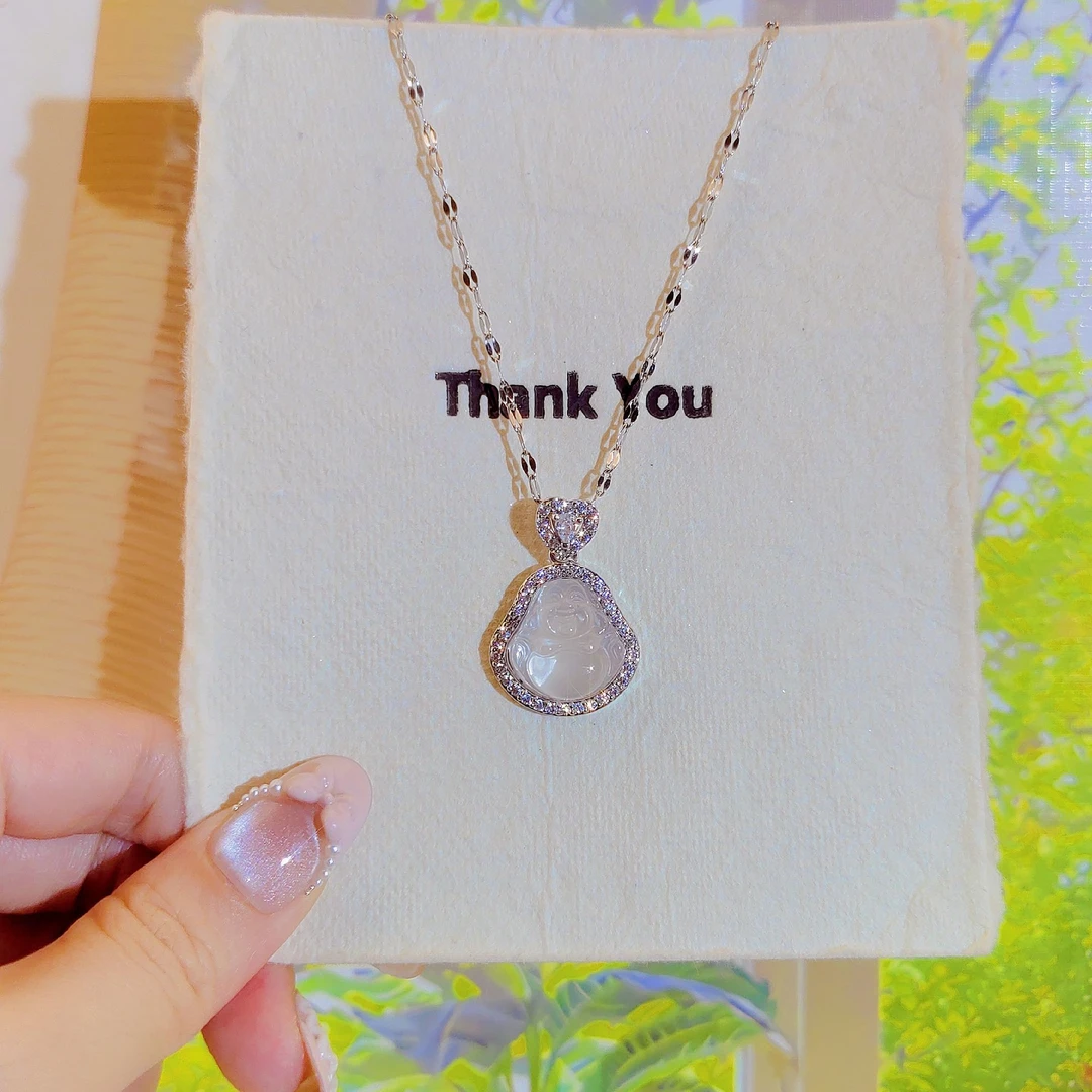 钛钢项链 小众简约轻奢时尚气质坠链精致百搭镶嵌钛钢锁骨项链